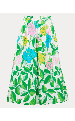 Izela Midi Skirt - Multi Rose Bud Engineered Skirt