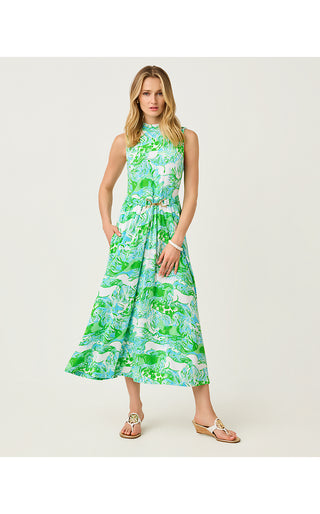 Colman Midi Dress - Capri Blue Galloping Gals