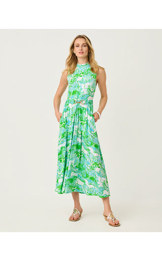 Colman Midi Dress - Capri Blue Galloping Gals