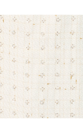 Anders Skirted Romper - Resort White Flower Pearl Embellished Boucle