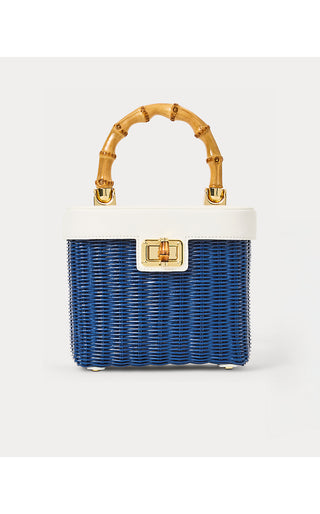 Sienna Top Handle Wicker Bag - Starlight Navy