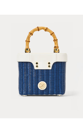 Sienna Top Handle Wicker Bag - Starlight Navy