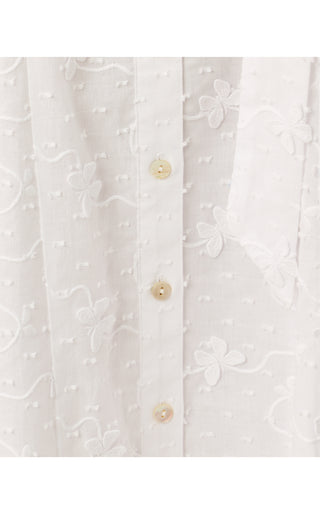 Larkyn Midi Shirtdress - Resort White Monarch Embroidered Cotton Swiss Dot