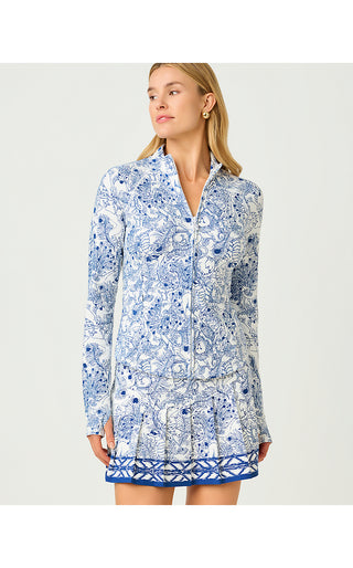 UPF 50+ Luxletic Barbados Zip-Up Jacket - Starlight Navy Crossgrain Zoology