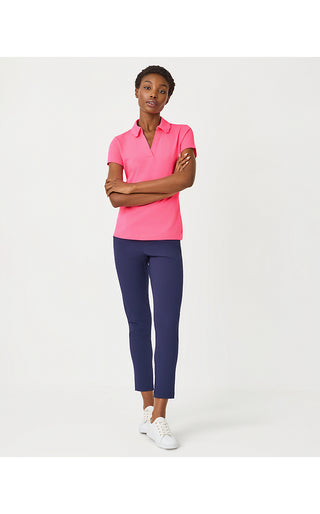 UPF 50+ Luxletic Frida Scallop Polo - Cherry Blossom Pink