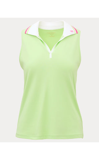 UPF 50+ Luxletic Frida Sleeveless Polo - Pistachio Macaron