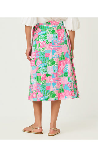 Constance Reversible Midi Skirt - Multi Crazy Quilt / Putting Green Hannah