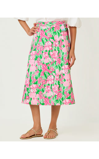 Constance Reversible Midi Skirt - Multi Crazy Quilt / Putting Green Hannah
