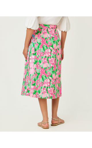 Constance Reversible Midi Skirt - Multi Crazy Quilt / Putting Green Hannah