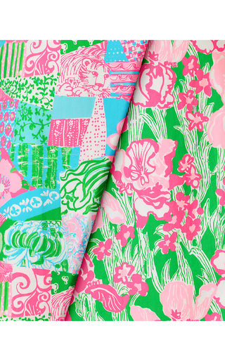 Constance Reversible Midi Skirt - Multi Crazy Quilt / Putting Green Hannah