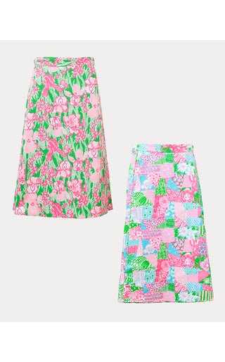 Constance Reversible Midi Skirt - Multi Crazy Quilt / Putting Green Hannah