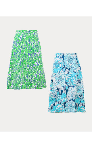 Constance Reversible Midi Skirt - Putting Green Lilly Of The Valley / Capri Blue Rosanna