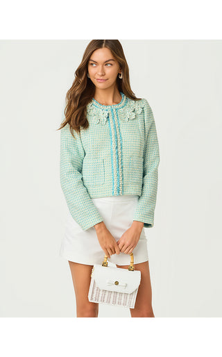 Rohana Boucle Jacket - Capri Blue Fantasy Boucle