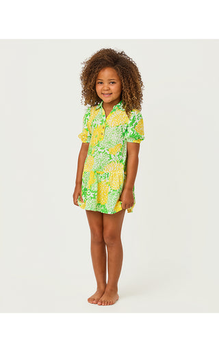Girl Mini Bingley Dress - Crocodile Green Mumbo Jumbo