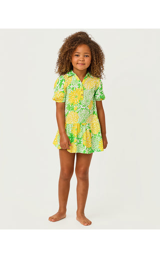 Girl Mini Bingley Dress - Crocodile Green Mumbo Jumbo