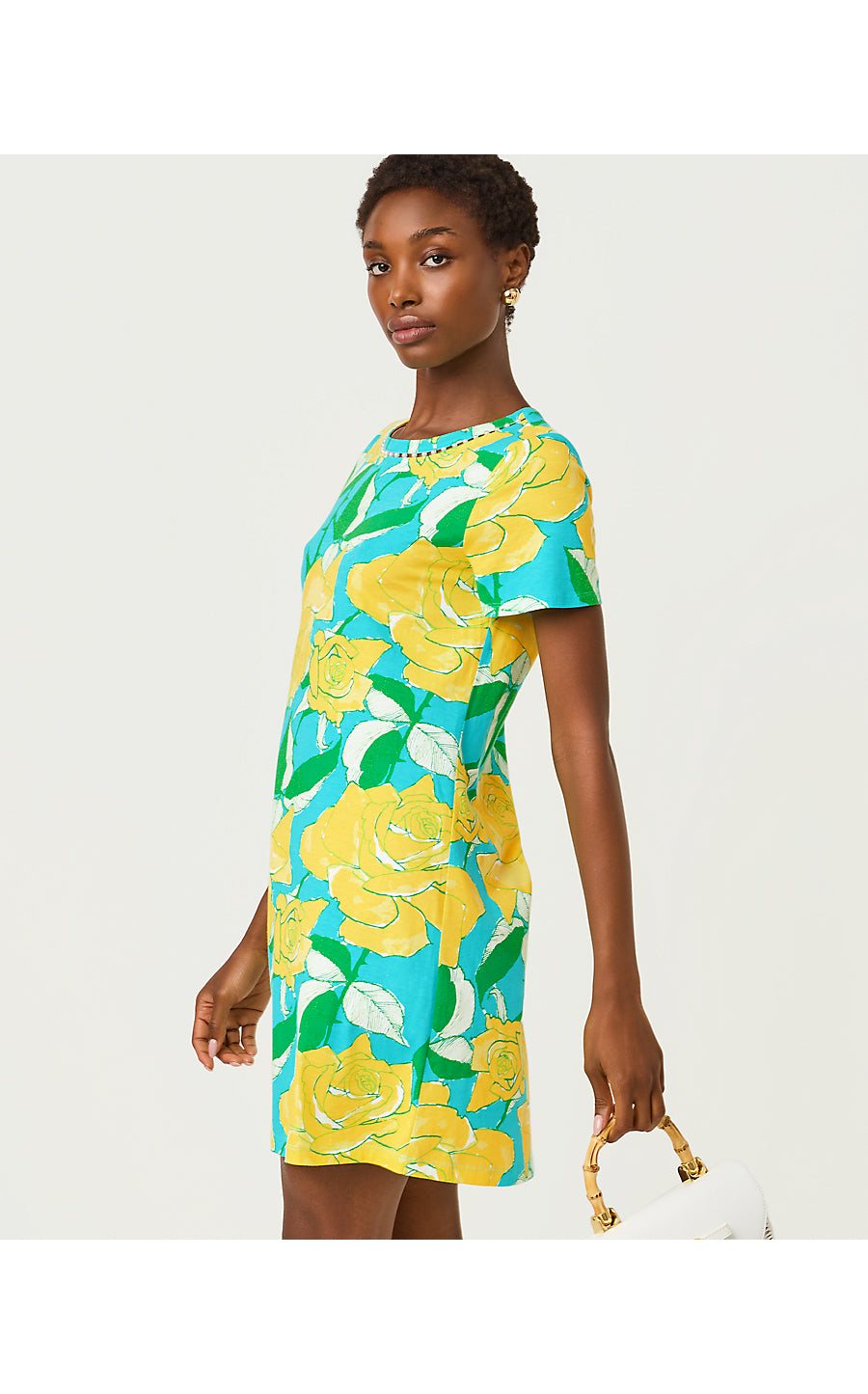 Lilly Pulitzer Cody Short Sleeve T-Shirt Dress - Blue Curacao Rose Bud