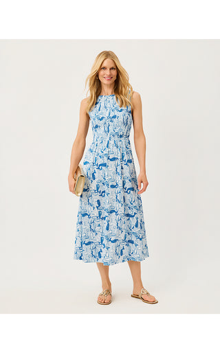 Finnley Midi Dress - Nassau Blue Thar She Blows