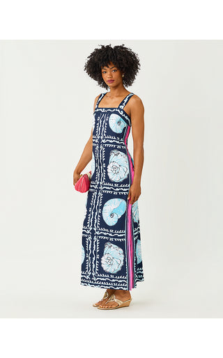 Casandra Maxi Dress - Low Tide Navy Shell Shine Engineered