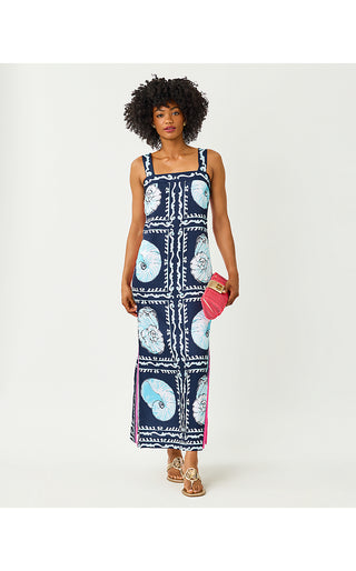 Casandra Maxi Dress - Low Tide Navy Shell Shine Engineered