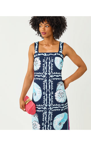 Casandra Maxi Dress - Low Tide Navy Shell Shine Engineered