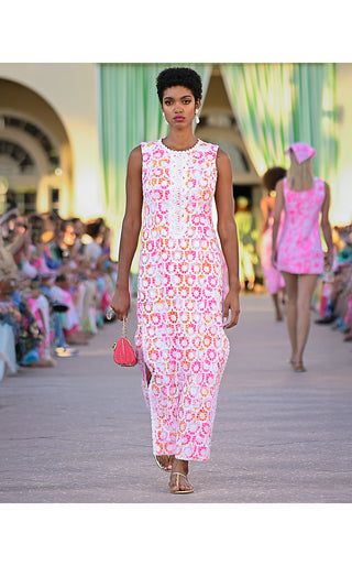 Kitt Maxi Shift Dress - Resort White Pansy Fansy – Ocean Palm