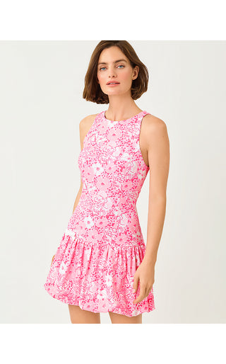 Luxletic Delvenie Bubble Hem Dress - Conch Shell Pink Burst Of Joy