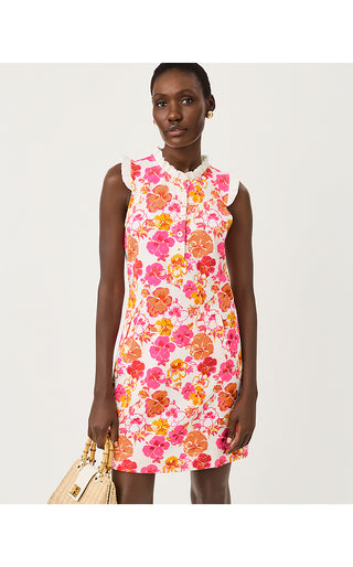 Evangeline Sleeveless Dress - Resort White Pansy Fansy