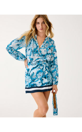Elsa Silk Top - Bellevue Blue Lilly Gulls