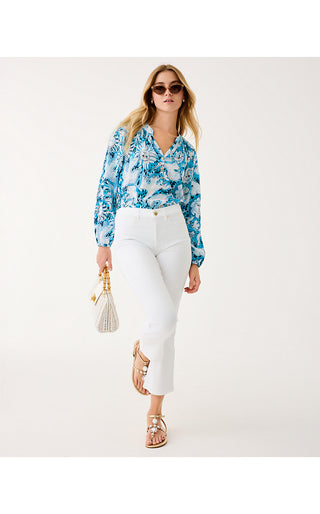 Elsa Silk Top - Bellevue Blue Lilly Gulls