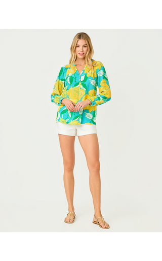 Elsa Silk Top - Blue Curacao Rose Bud