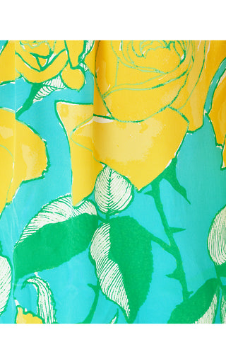 Elsa Silk Top - Blue Curacao Rose Bud