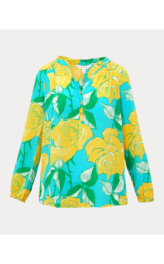 Elsa Silk Top - Blue Curacao Rose Bud