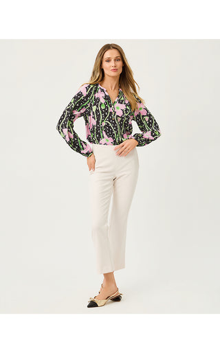 Elsa Silk Top - Onyx Blushing Blooms