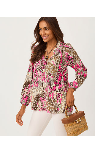 Elsa Silk Top - Pink Aster Sketching On Safari
