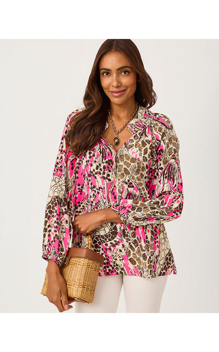 Elsa Silk Top - Pink Aster Sketching On Safari