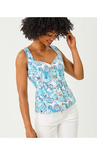 Hellar Linen Vest - Resort White Shell Shine