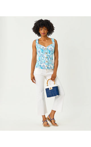 Hellar Linen Vest - Resort White Shell Shine