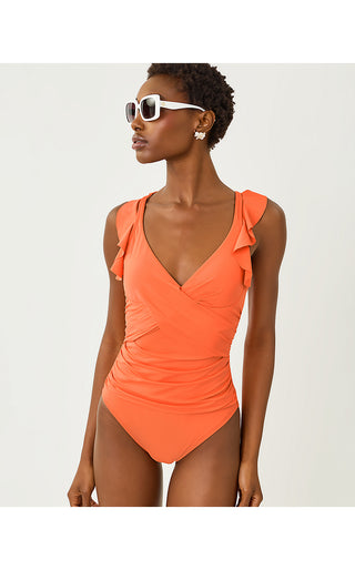 Remini Ruffle One Piece Swimsuit - Sunset Orange