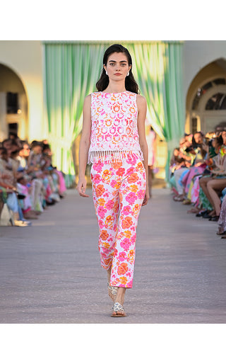 Carwyn Crop Flare Pant - Resort White Pansy Fansy