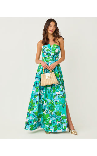 Ivella Maxi Dress - Capri Blue Rousseaus Roses Overlay