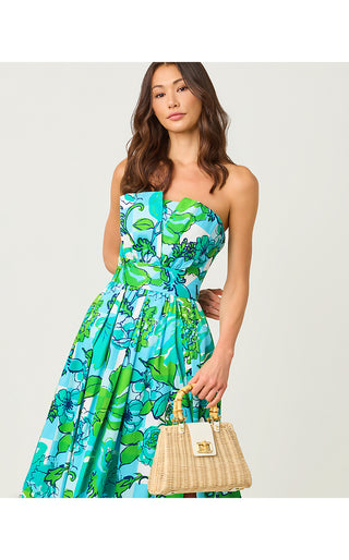Ivella Maxi Dress - Capri Blue Rousseaus Roses Overlay