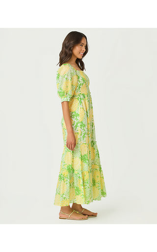 Hadly Short Sleeve Smocked Maxi Dress - Crocodile Green Mumbo Jumbo