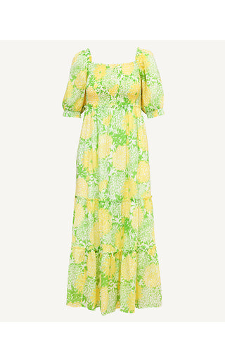 Hadly Short Sleeve Smocked Maxi Dress - Crocodile Green Mumbo Jumbo