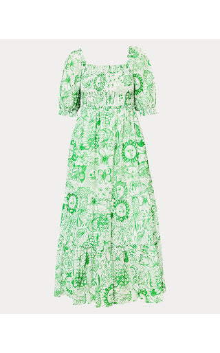 Hadly Short Sleeve Smocked Maxi Dress - Putting Green Fleur De Lilly