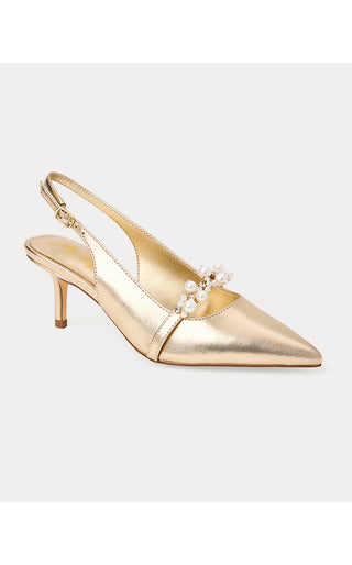 Tamara Pearl Kitten Heel - Gold Metallic