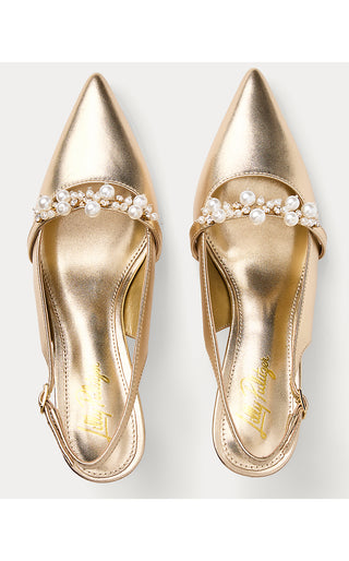 Tamara Pearl Kitten Heel - Gold Metallic