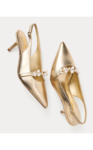 Tamara Pearl Kitten Heel - Gold Metallic