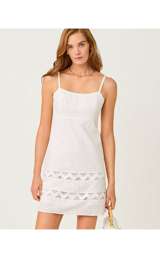 Haliey Dress - Resort White Sunshowers Embroidery