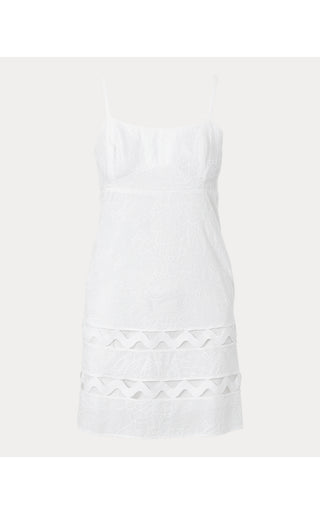 Haliey Dress - Resort White Sunshowers Embroidery