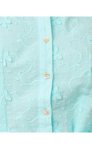 Larkyn Shirtdress - Day Dream Blue Monarch Embroidered Cotton Swiss Dot